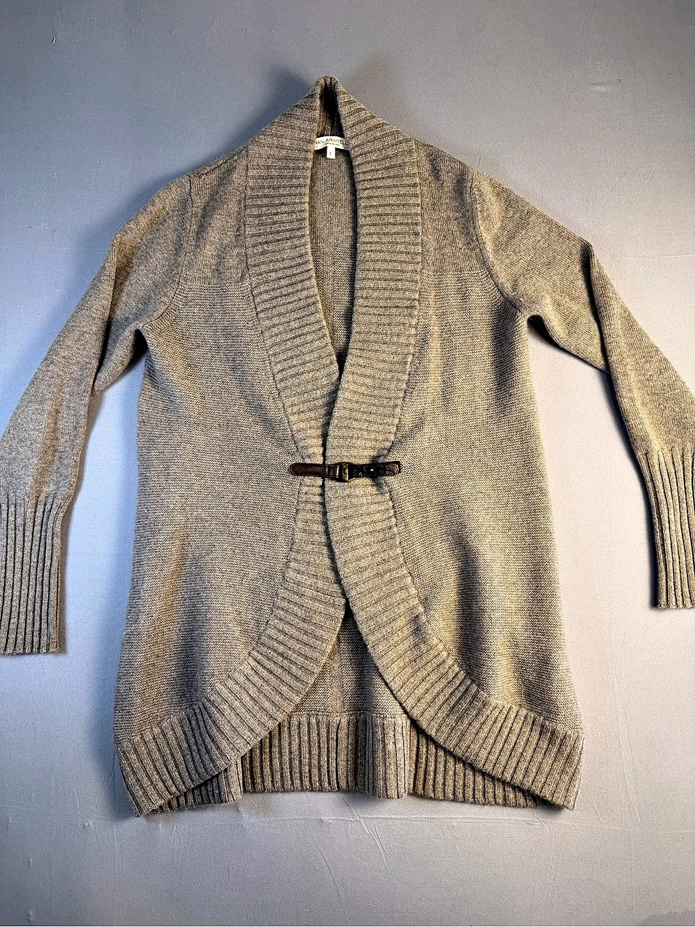 Rani Arabella Cashmere Cardigan in Brown Size Large With Leather Bit Closure